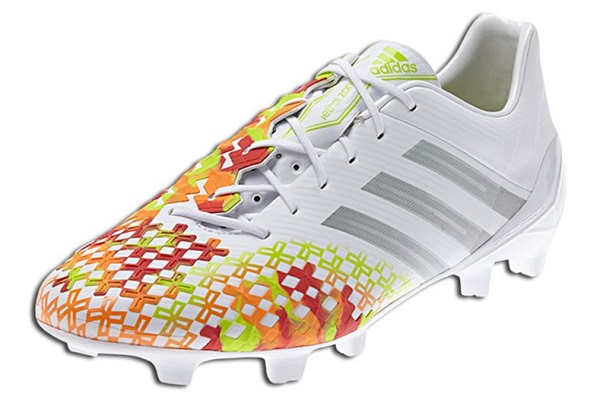white rainbow soccer cleats